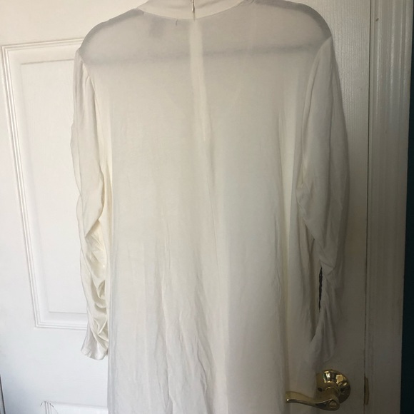 Kate & Mallory® Knit Long Sleeve Mock Neck Keyhole Embroidered Top - Picture 7 of 10